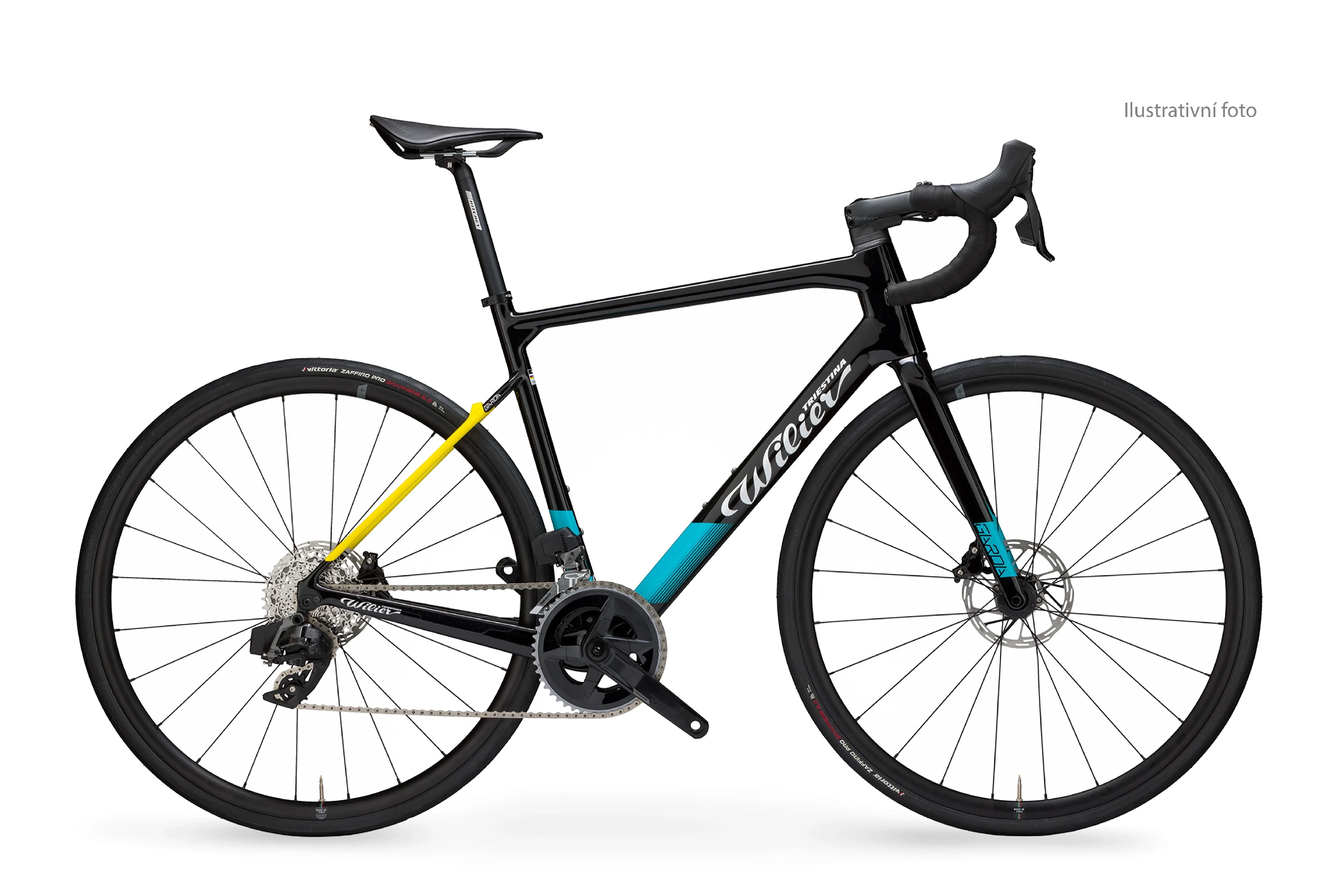 Wilier Garda Disc 105 Di2 + NDR38 v barvě Astana z boku