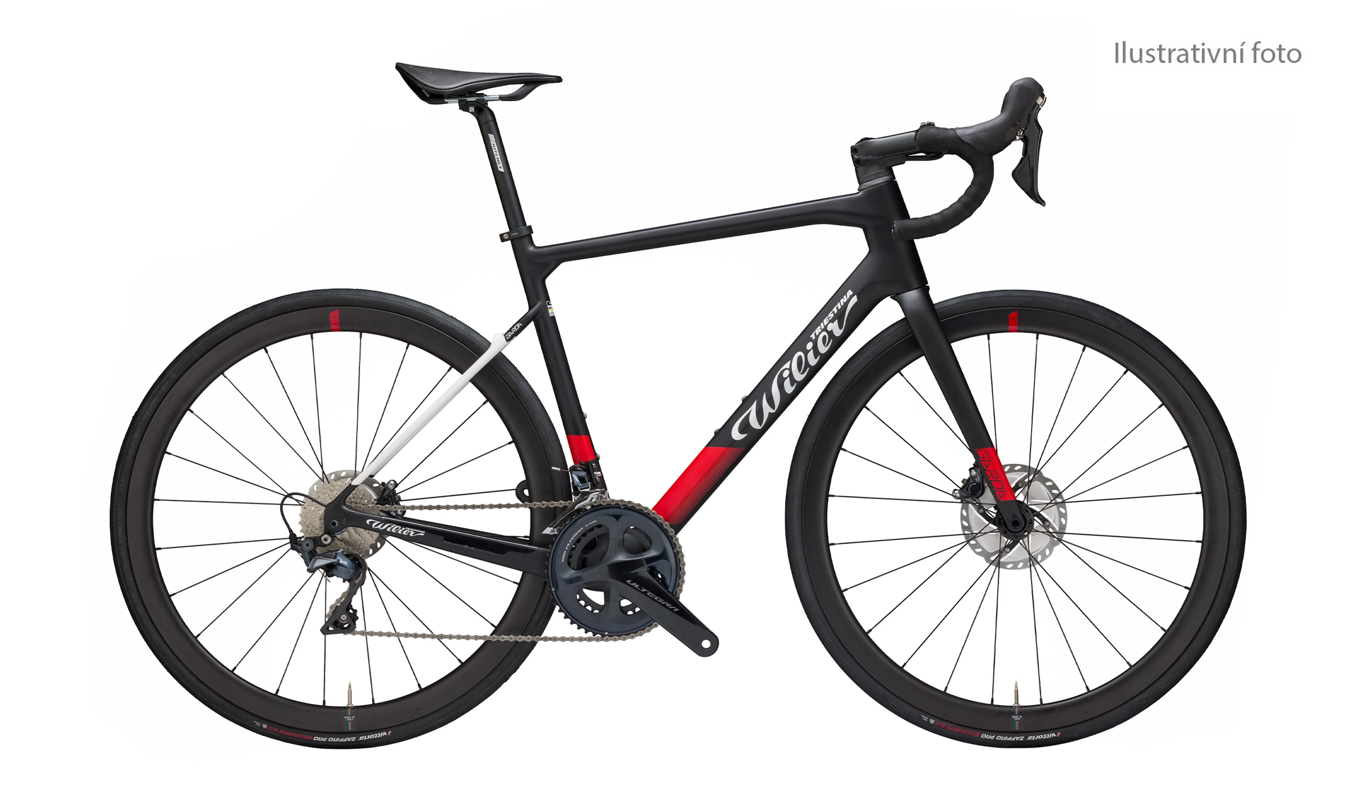 Wilier Garda Disc Rival AXS + NDR38 v barvě Black/Red z boku