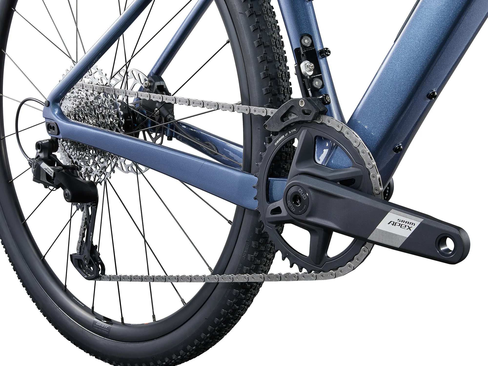 Jednopřevodník SRAM Apex na kole Liv Devote Advanced 1 – kliky s převodníkem, vodítko řetězu, kazeta a přehazovačka