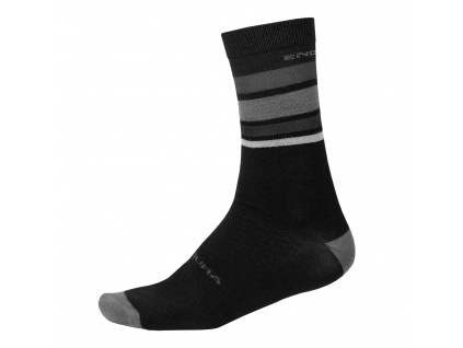 Endura Ponožky Merino Stripe, Matně černá
