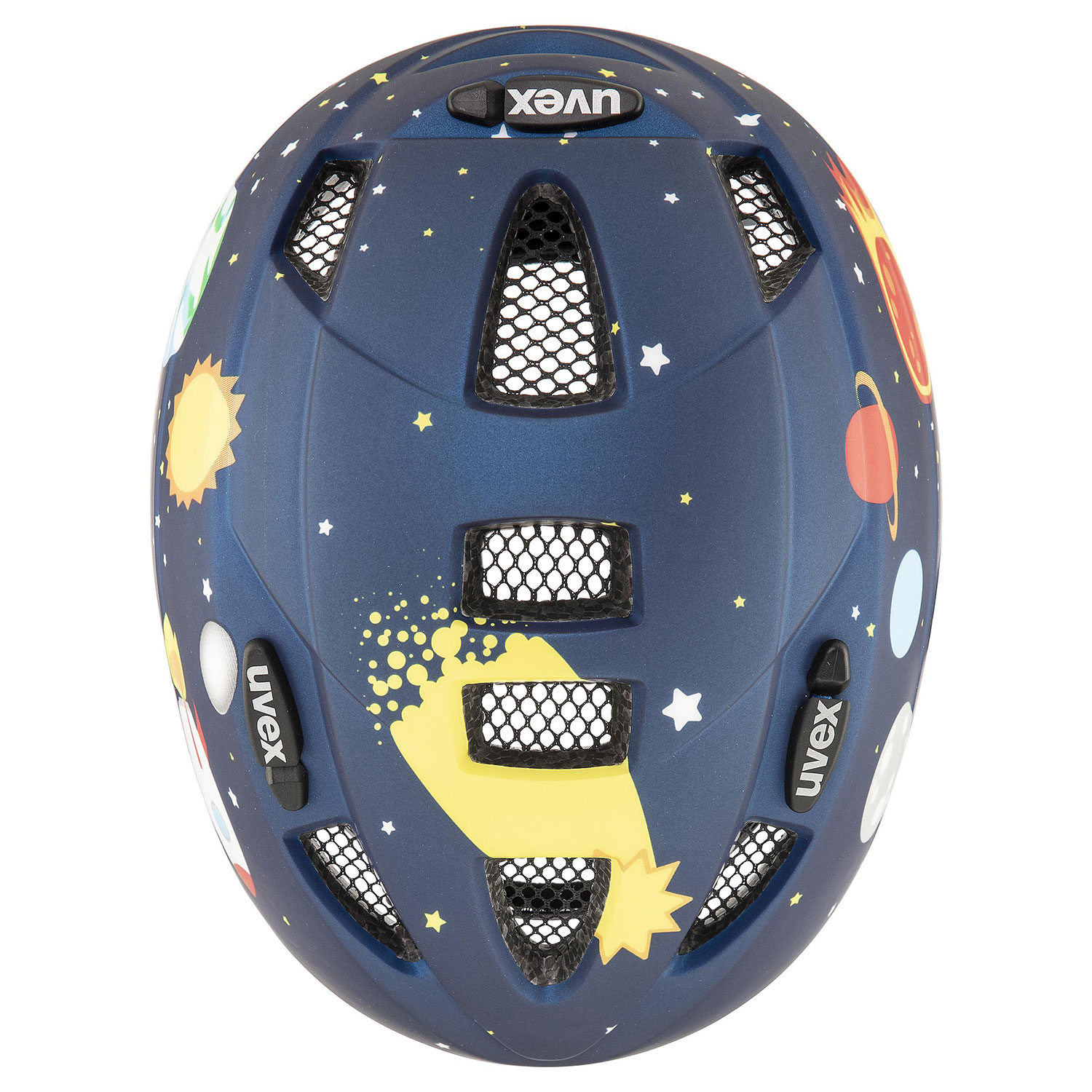 Detail matného povrchu helmy Uvex Kid 2 CC Dark Blue Rocket Matt
