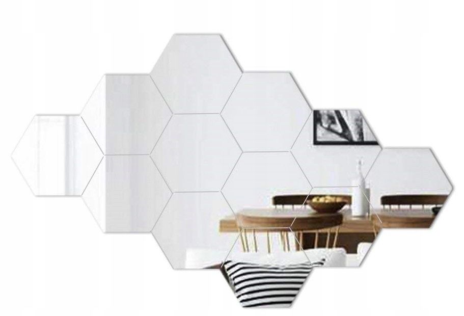 Levně Dekorativní zrcadlo Hexagon šestiúhelník sada 8 ks