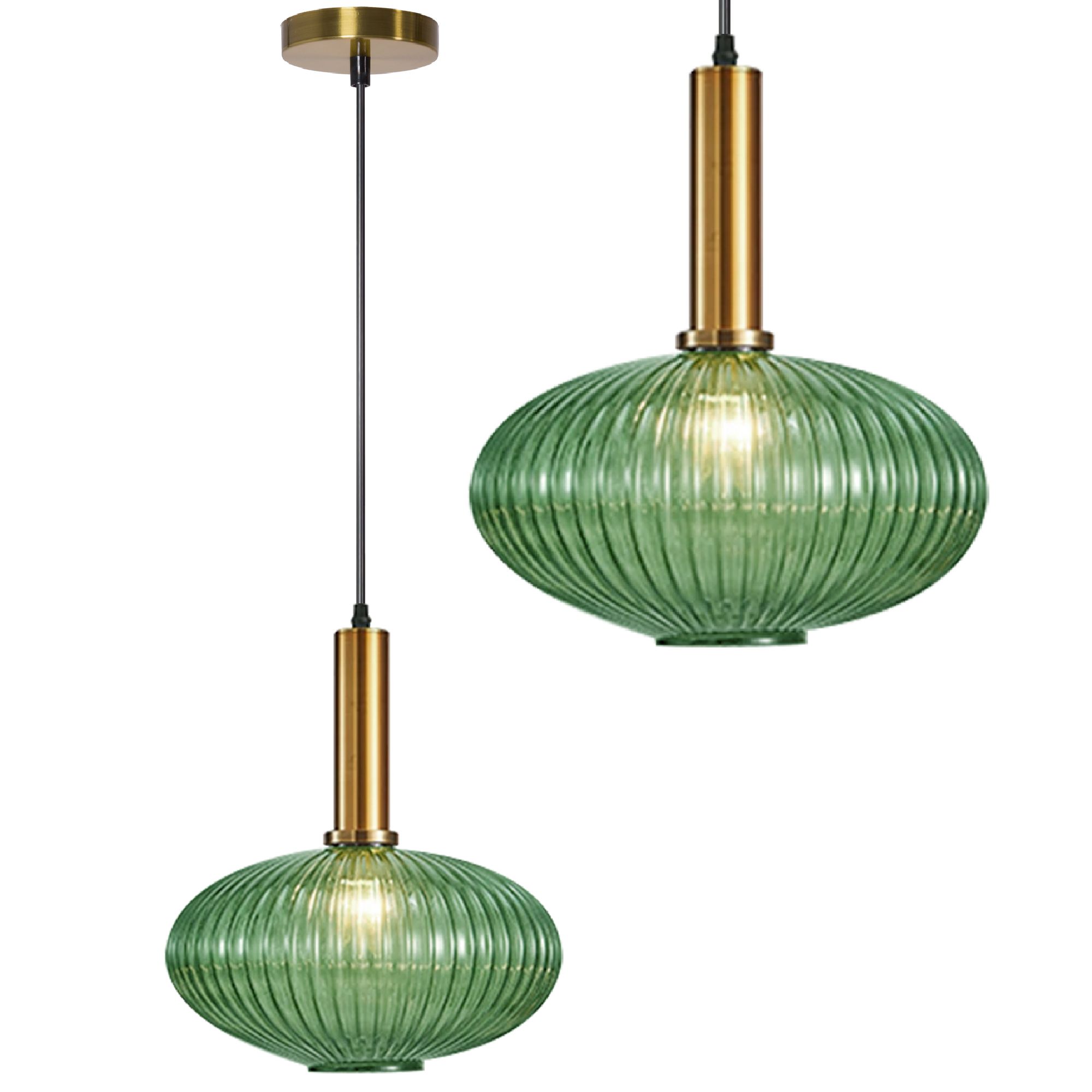 Levně Skleněná závěsná stropní lampa zelená APP465-1CP