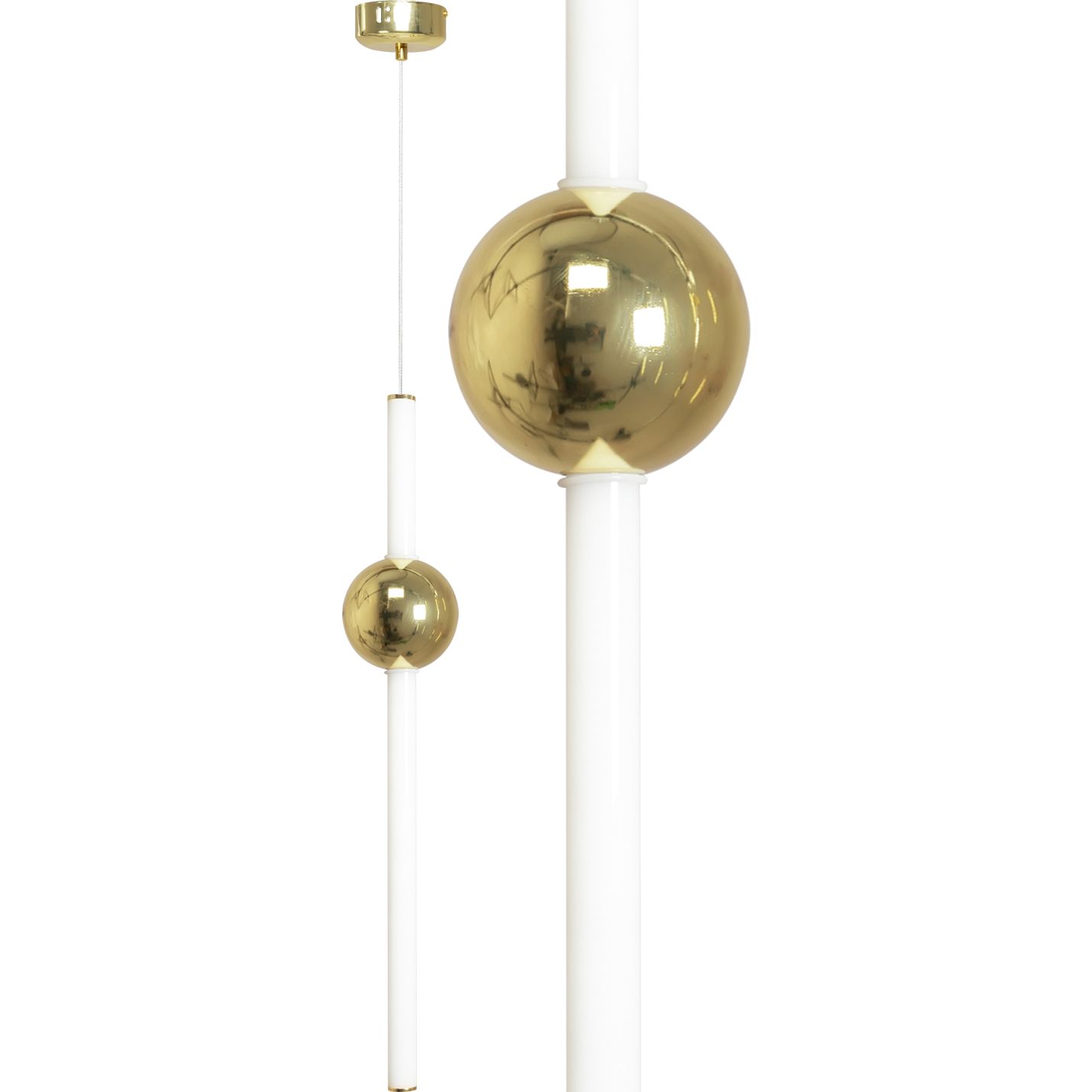 Levně Stropní lampa s dlouhým závěsem LED bílo-zlatá APP476-CP