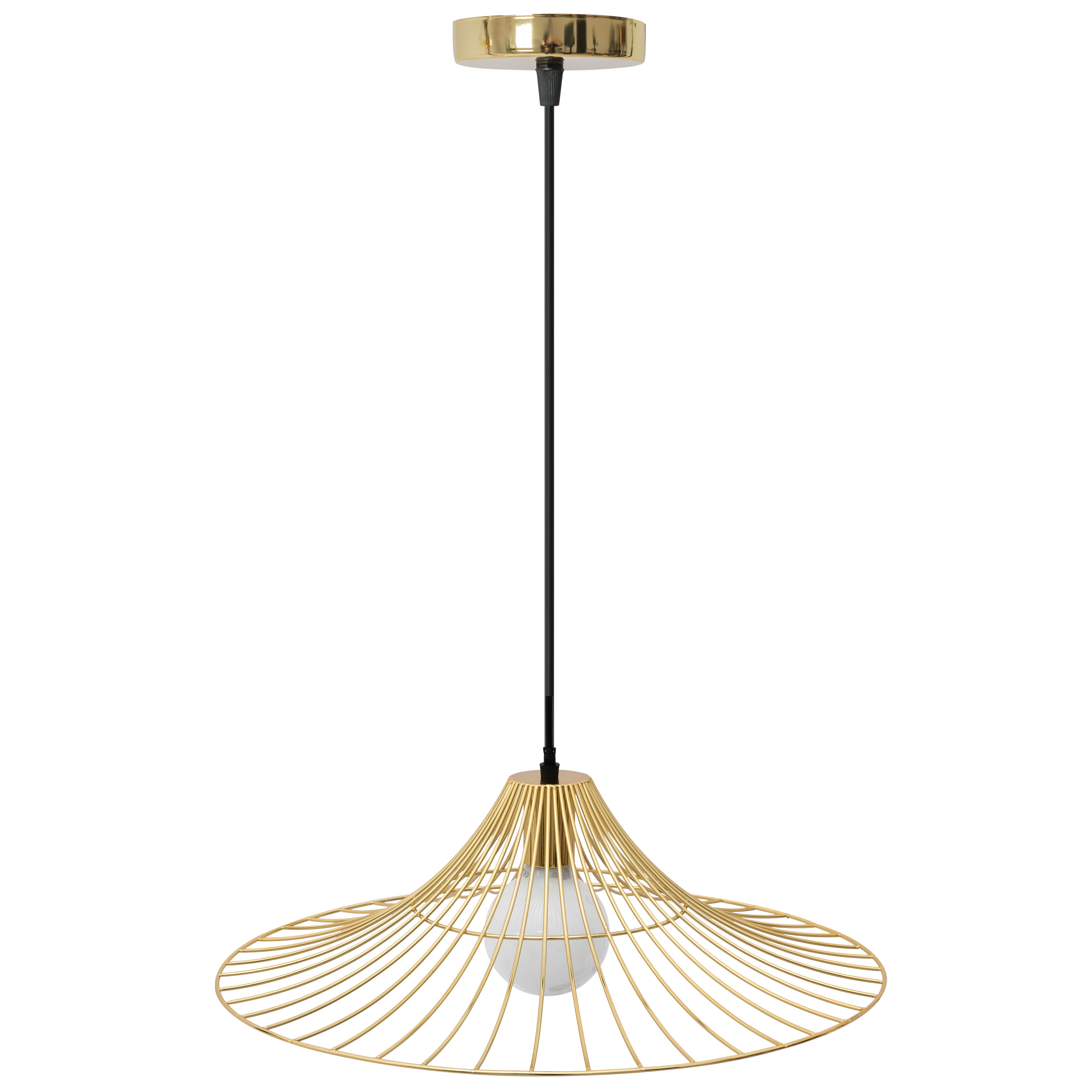 Levně Plochá kulatá závěsná stropní lampa Loft zlatá APP499-1CP