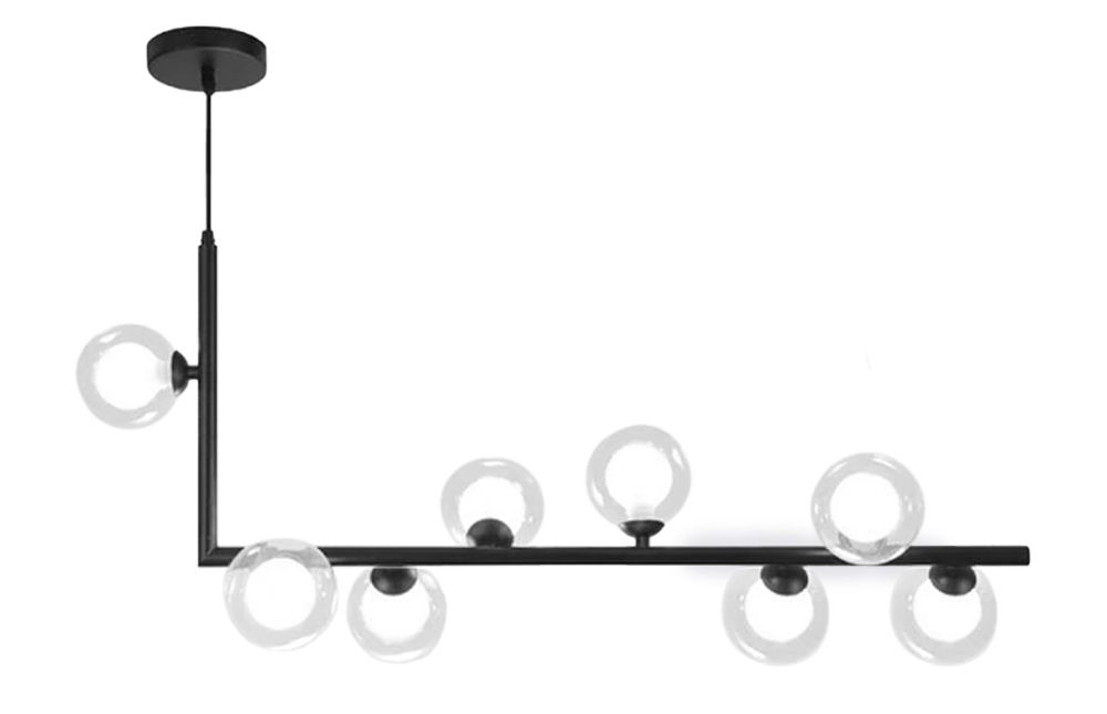 Levně Kovová průmyslová skleněná stropní lampa černá APP754-8CP