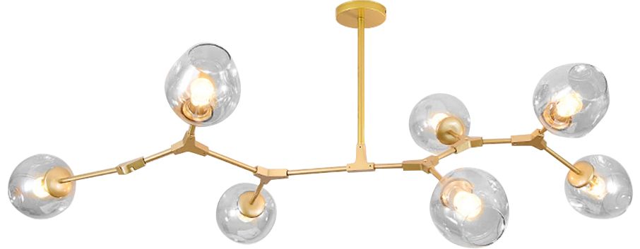 Skleněné koule 7 ramenná závěsná lampa APP507-7C zlatá