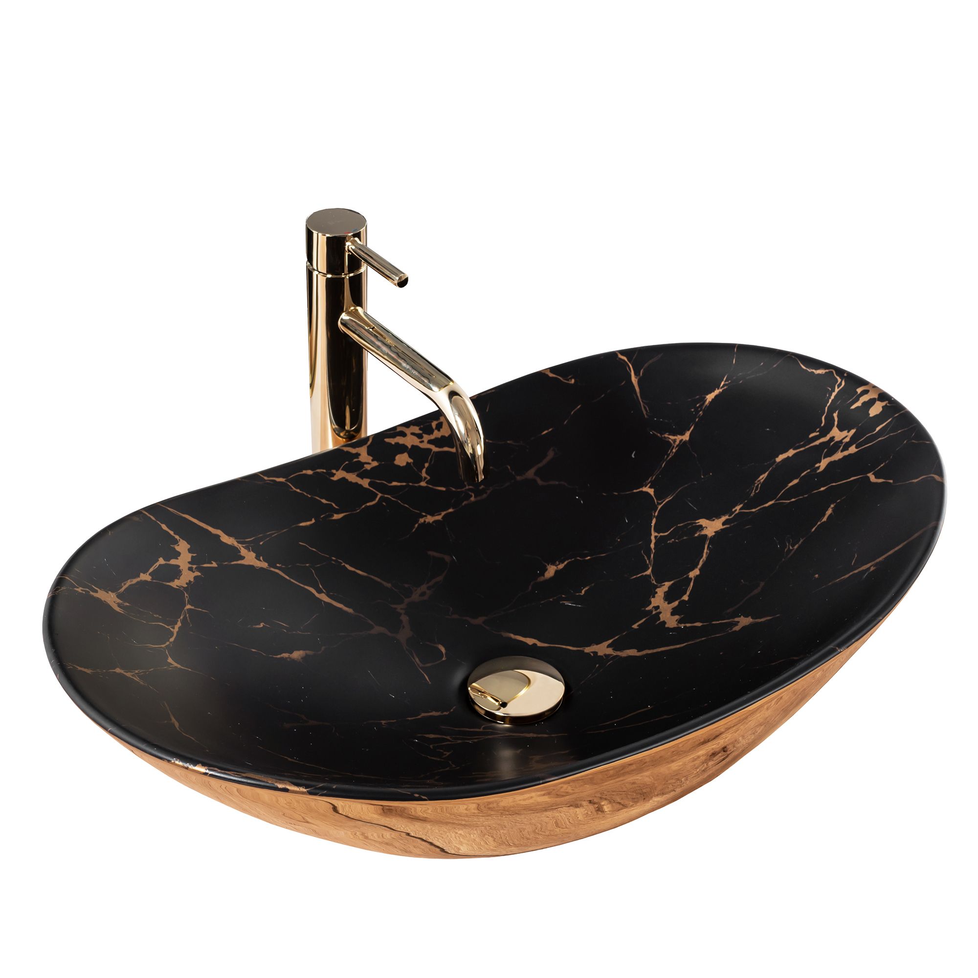 Levně Umyvadlo na desku REA Royal In Black Marble Gold