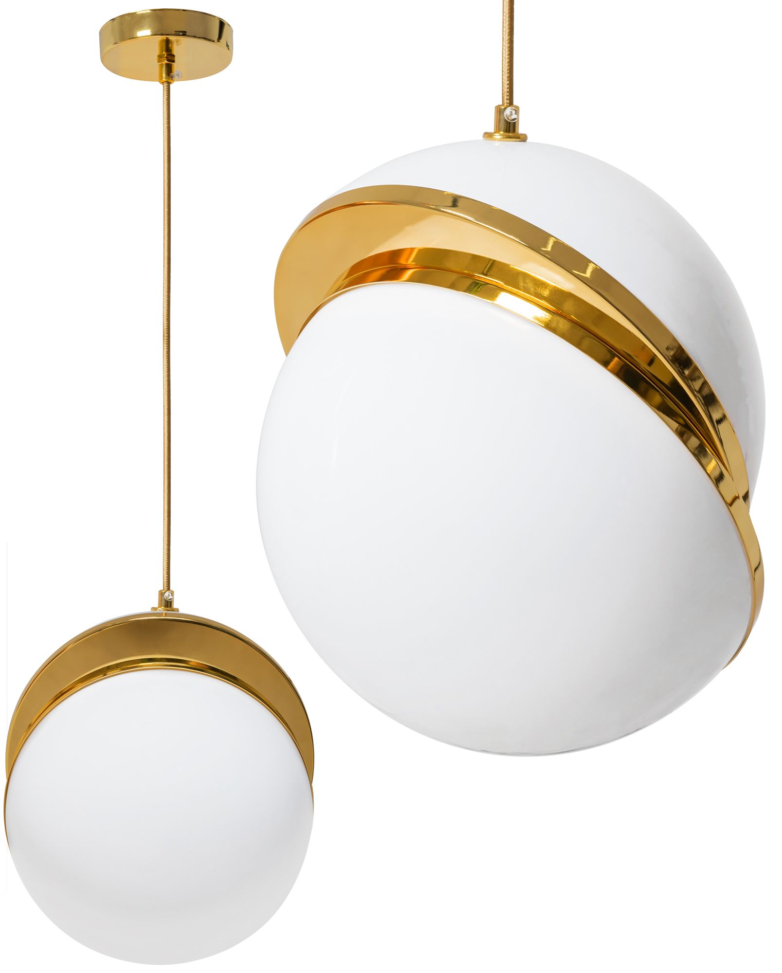 Akrylová závěsná stropní lampa s kuličkou z bílého zlata APP481-1CP
