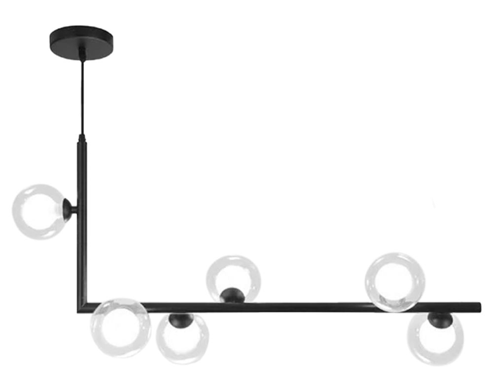Levně Kovová průmyslová skleněná stropní lampa černá APP755-6CP