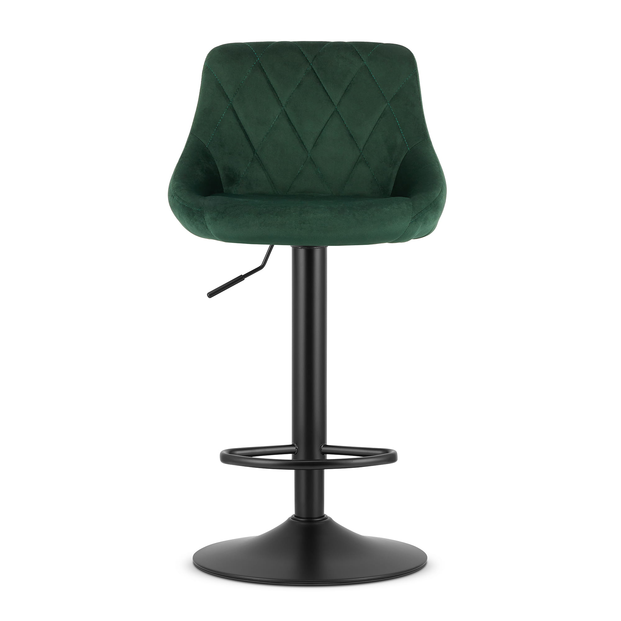 Barová židle KAST - aksamit zelený / základna černá
