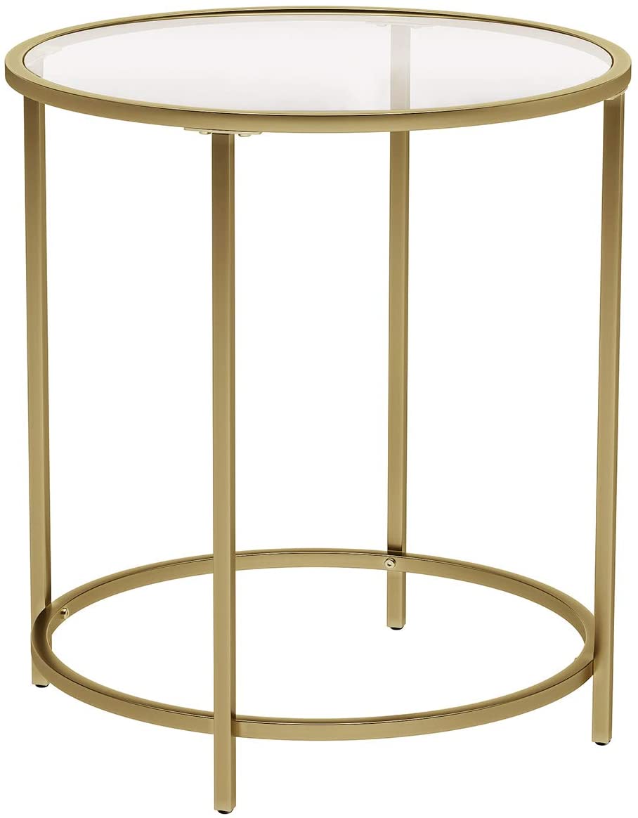 Levně Skleněný konferenční stolek na zlatém rámu