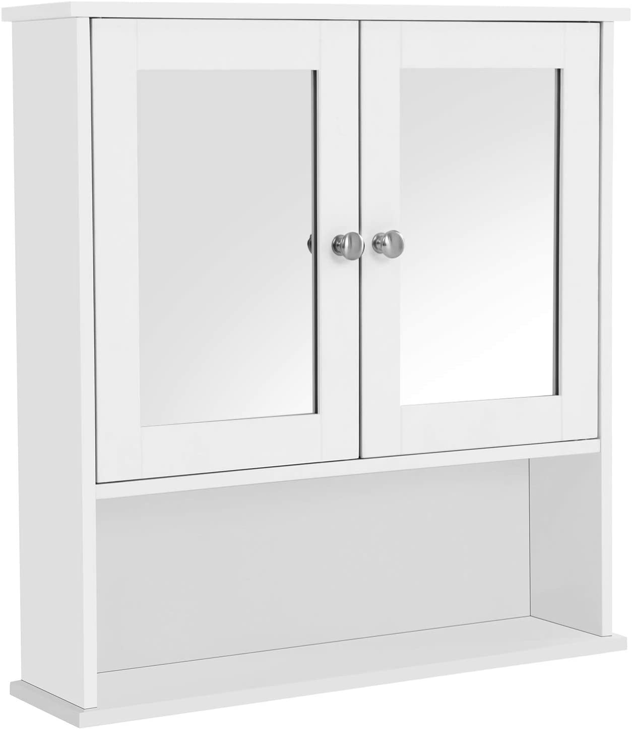 Levně Koupelnová skříňka bílá se zrcadlem 56x58 cm