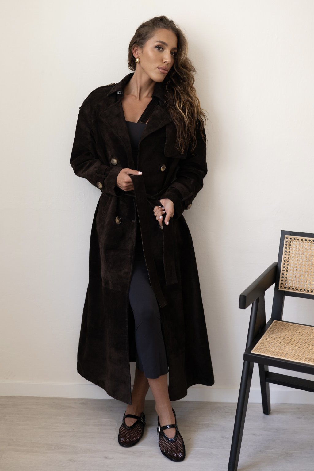 Suede maxi coat best sale