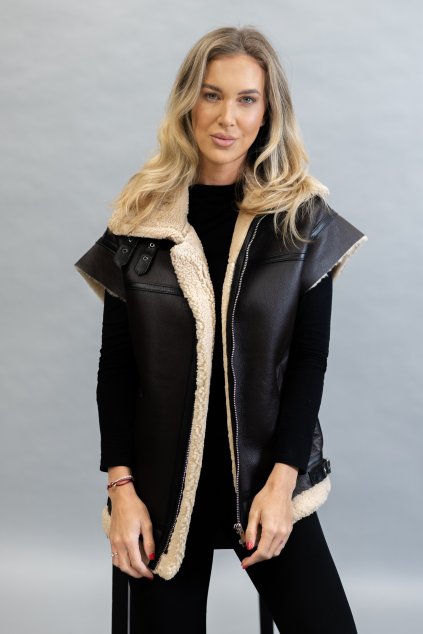 Shearling vest Hailey - CHOCOLATE