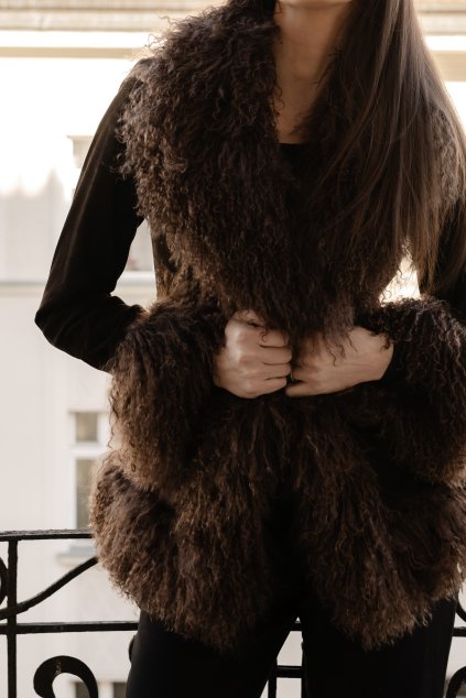 Daisy Shearling Coat - CHOCOLATE  SUEDE AND MONGOLIAN FUR