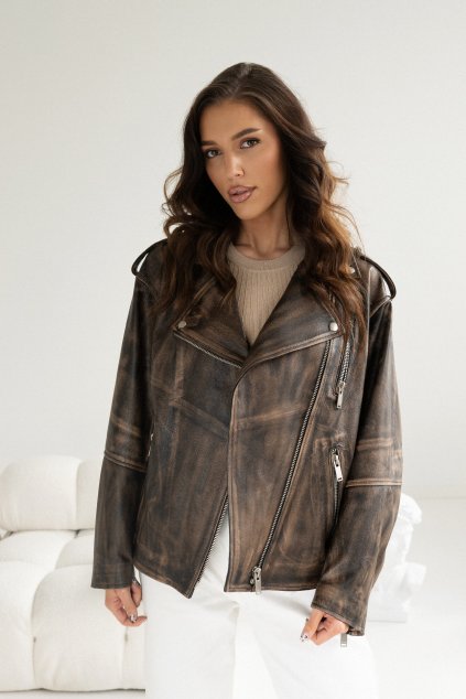 Leather Jacket Norah - BROWN