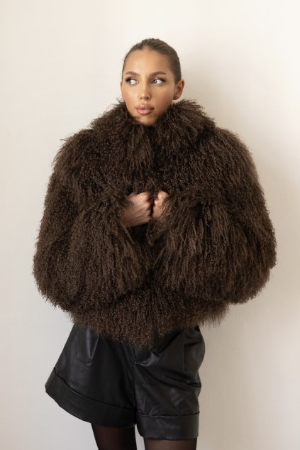 Mongolian Coat Chic 55 - CHOCOLATE BROWN