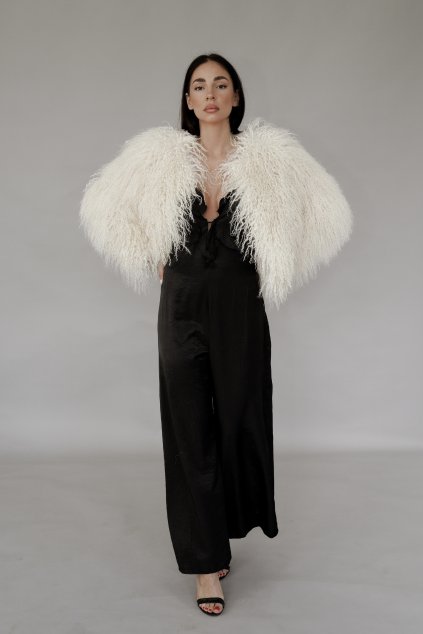 Mongolian Coat Classic 40 - LIGHT BEIGE  MONGOLIAN FUR