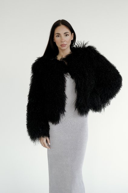 Mongolie Coat Classique / Cropped 40 / BLACK  MONGOLSKÁ OVCE