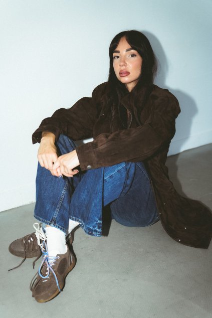 Semišová parka Lara - BROWN  SUEDE LEATHER