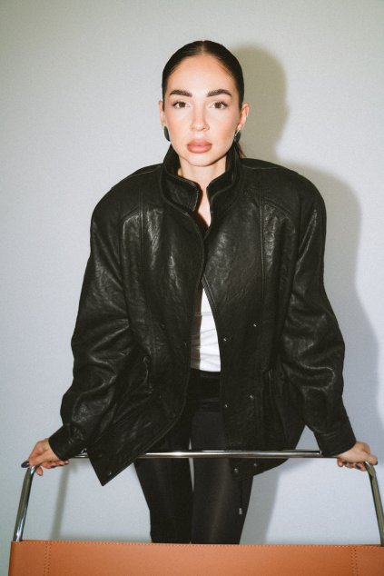 Kožená parka Vienna - BLACK  WRINKLED LEATHER