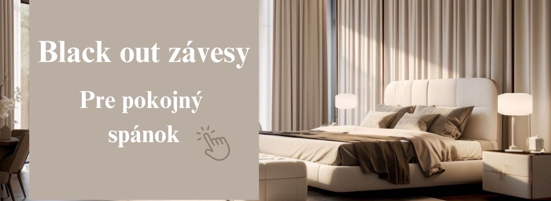 Pre pokojný spánok zatemňovacie závesy v peknej spálni. Ušijeme na mieru vo finetextil