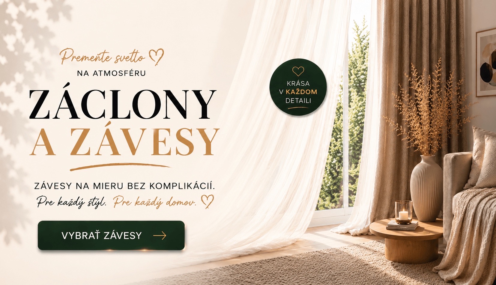 Ušijeme pre vás. Záclony a závesy na mieru.