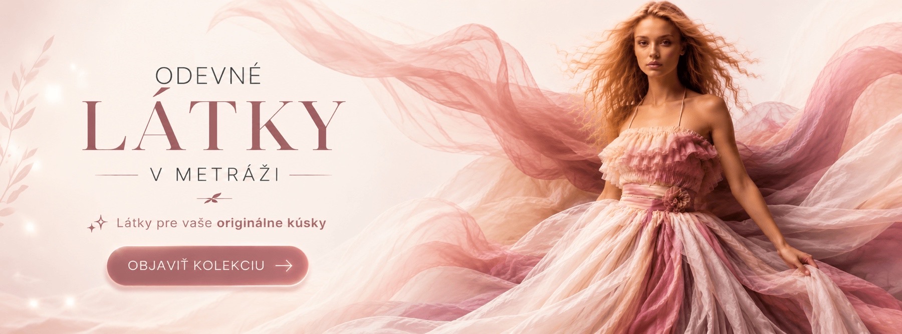 Rôzne druhy látok a rôzne farby na rolke, s krajčírsku figurínou na hnevom podklade