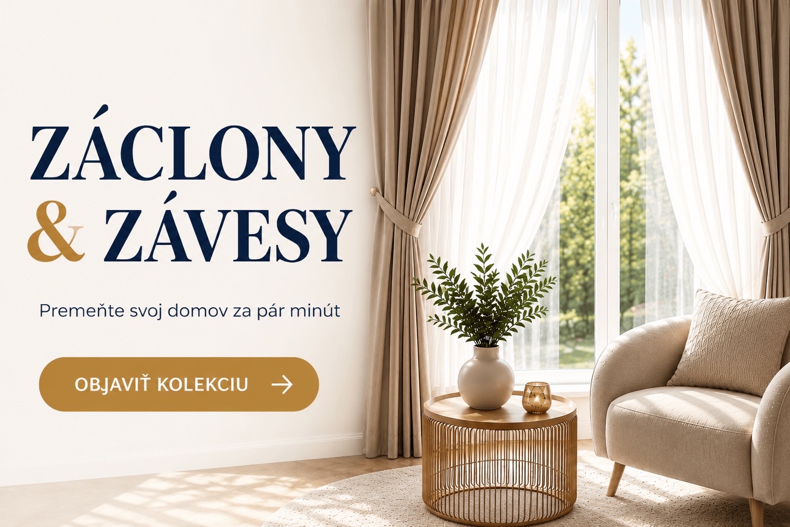 Široký výber záclon a závesov. Zákazkové šitie na mieru záclony a závesov.