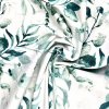 látka biela bavlnená- zelené listy eukalyptus-jpg