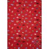 Vianočná bavlnená látka červená - Vianočné stromčeky