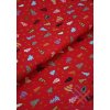 Vianočná bavlnená látka červená - Vianočné stromčeky
