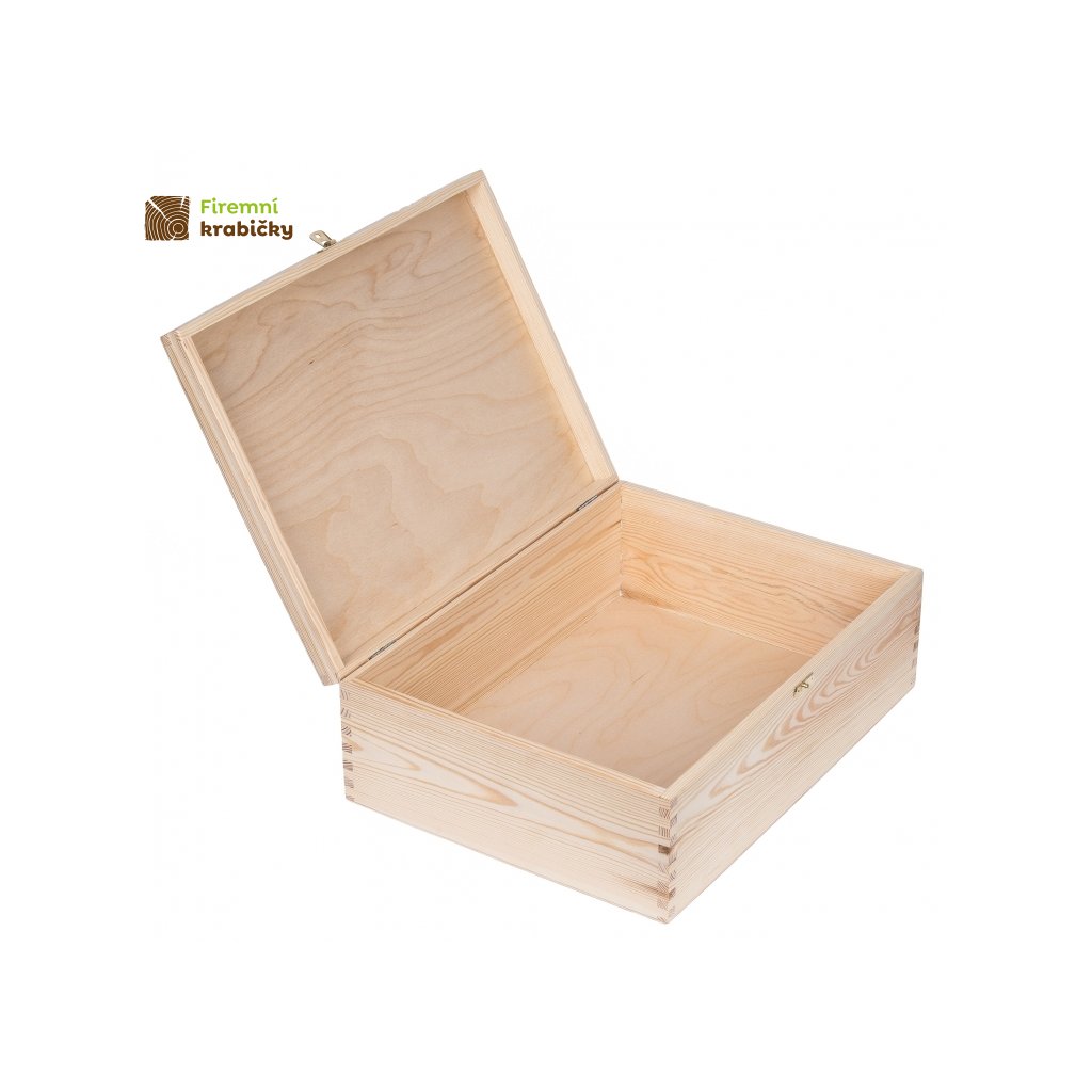 Dřevěná krabička - 40x30x13 cm, Přírodní - Firemní krabičky