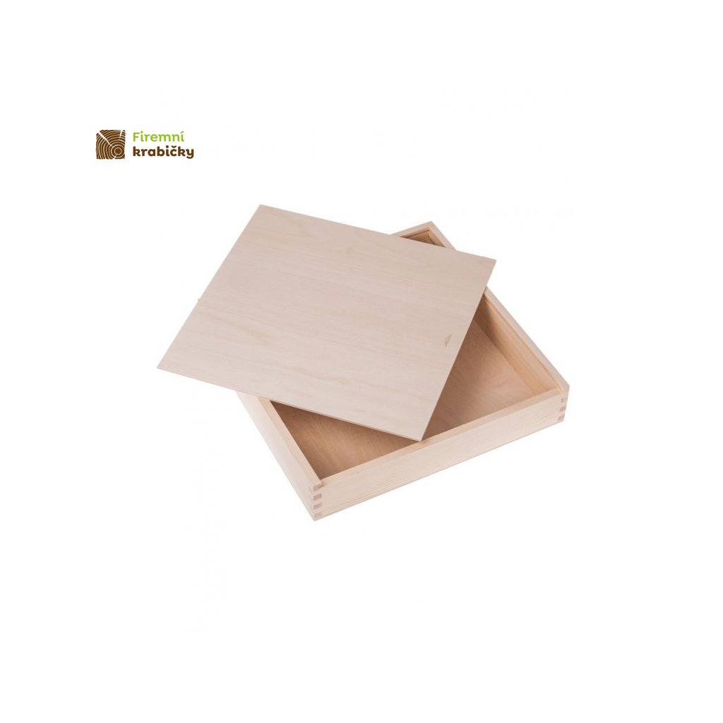 Dřevěná krabička - 33 x 33 x 6,3 cm, Přírodní - Firemní krabičky