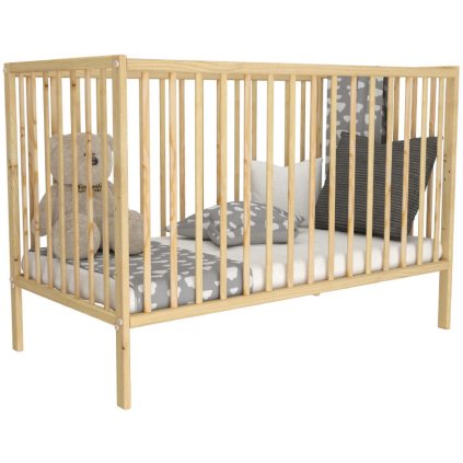Dětská masivní postýlka 2v1 Bobík 120 x 60 cm – Přírodní borovice