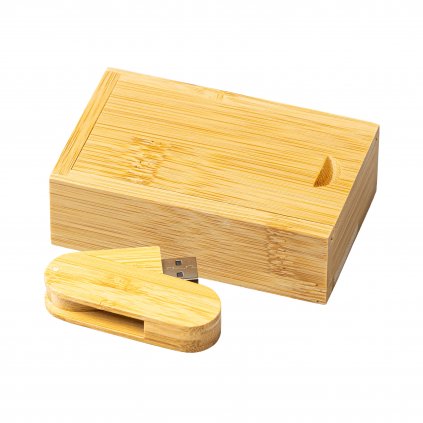 darkova krabicka s USB flashdiskem hranata bambus 1