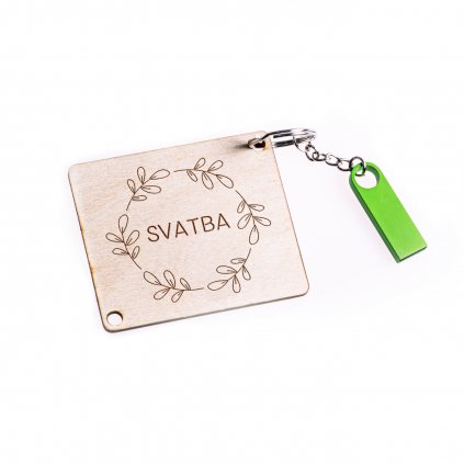 Klíčenka s kovovým mini USB flash diskem 16 GB - SVATBA