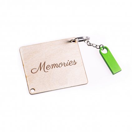 Klíčenka s kovovým mini USB flash diskem 16 GB - MEMORIES