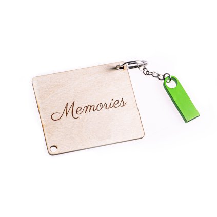 Klíčenka s kovovým mini USB flash diskem 16 GB - MEMORIES