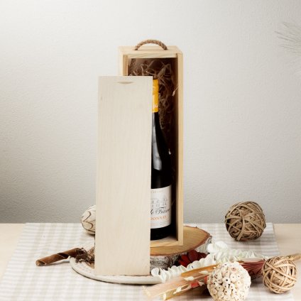 13280 2 drevena krabicka box na lahev vina