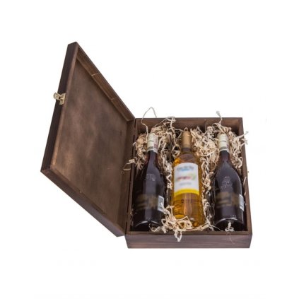 13283 drevena krabicka box na tri lahve vina