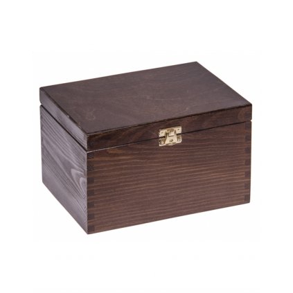13352 drevena krabicka 22x16x13 5 cm se sponou tmave hneda