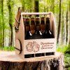Dřevěný nosič na pivo s dřevěným otvírákem + 6ks kulatých podtácků - ZÁSOBIČKA se jménem 32x26x16 cm, Přírodní