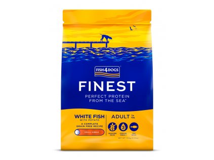 FISH4DOGS Granule malé pro dospělé psy Finest bílá ryba s bramborami 1,5 kg, 1+