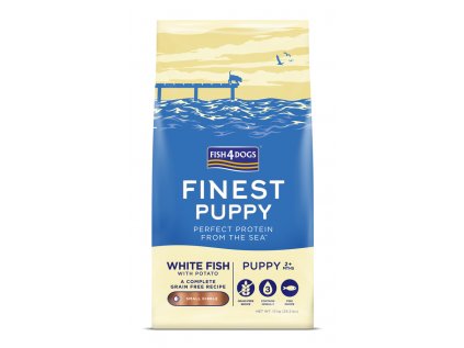 FISH4DOGS Granule malé pro štěňátka Finest bílá ryba s bramborami 12 kg, 2m+