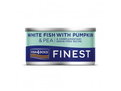 FISH4DOGS Konzerva pro psy Finest bílá ryba s dýní a hráškem 85 g