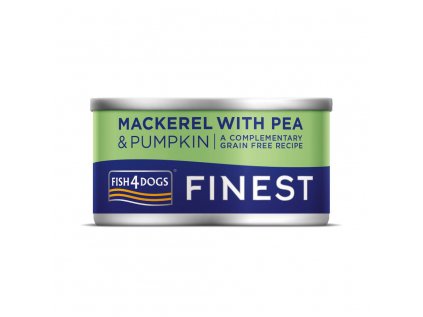 FISH4DOGS Konzerva pro psy Finest s makrelou, dýni a hráškem  85 g