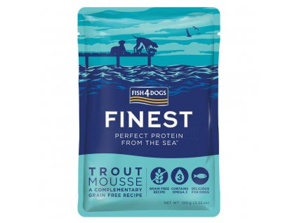 FISH4DOGS Lahodná kapsička pro psy 99 % pstruh 100 g