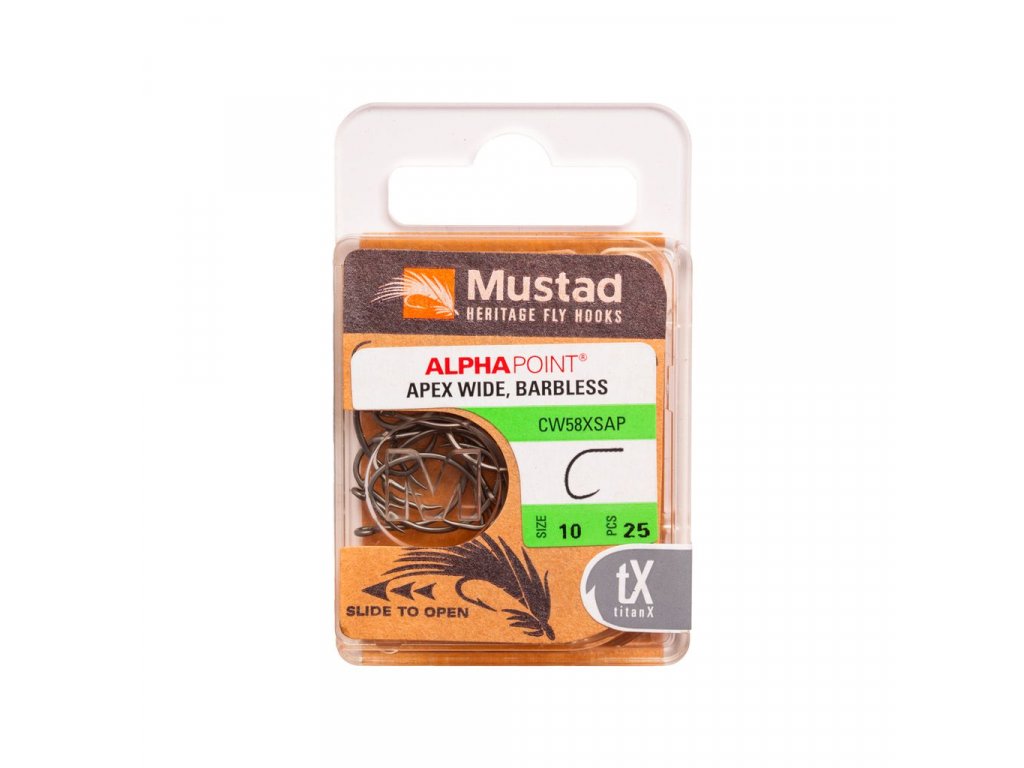Mustad Heritage CW58XS Barbless Curved Wide Gap Dry Fly - Fishax